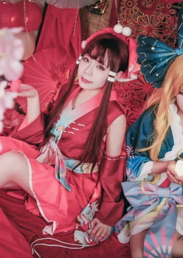 东方Project 中秋贺图 灵梦 魔理沙 cosplay