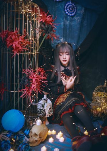 Lolita 刺绣 彼岸花 cosplay