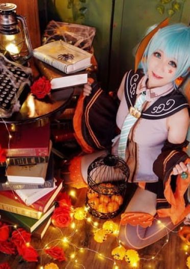 VOCALOID 万圣节 初音ミク 双马尾 绝对领域 cosplay