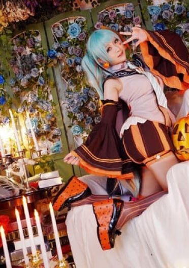 VOCALOID 万圣节 初音ミク 双马尾 绝对领域 cosplay