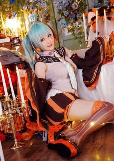VOCALOID 万圣节 初音ミク 双马尾 绝对领域 cosplay