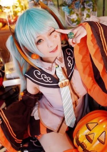 VOCALOID 万圣节 初音ミク 双马尾 绝对领域 cosplay