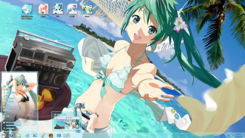 泳装公主殿下 初音未来 win7电脑主题下载