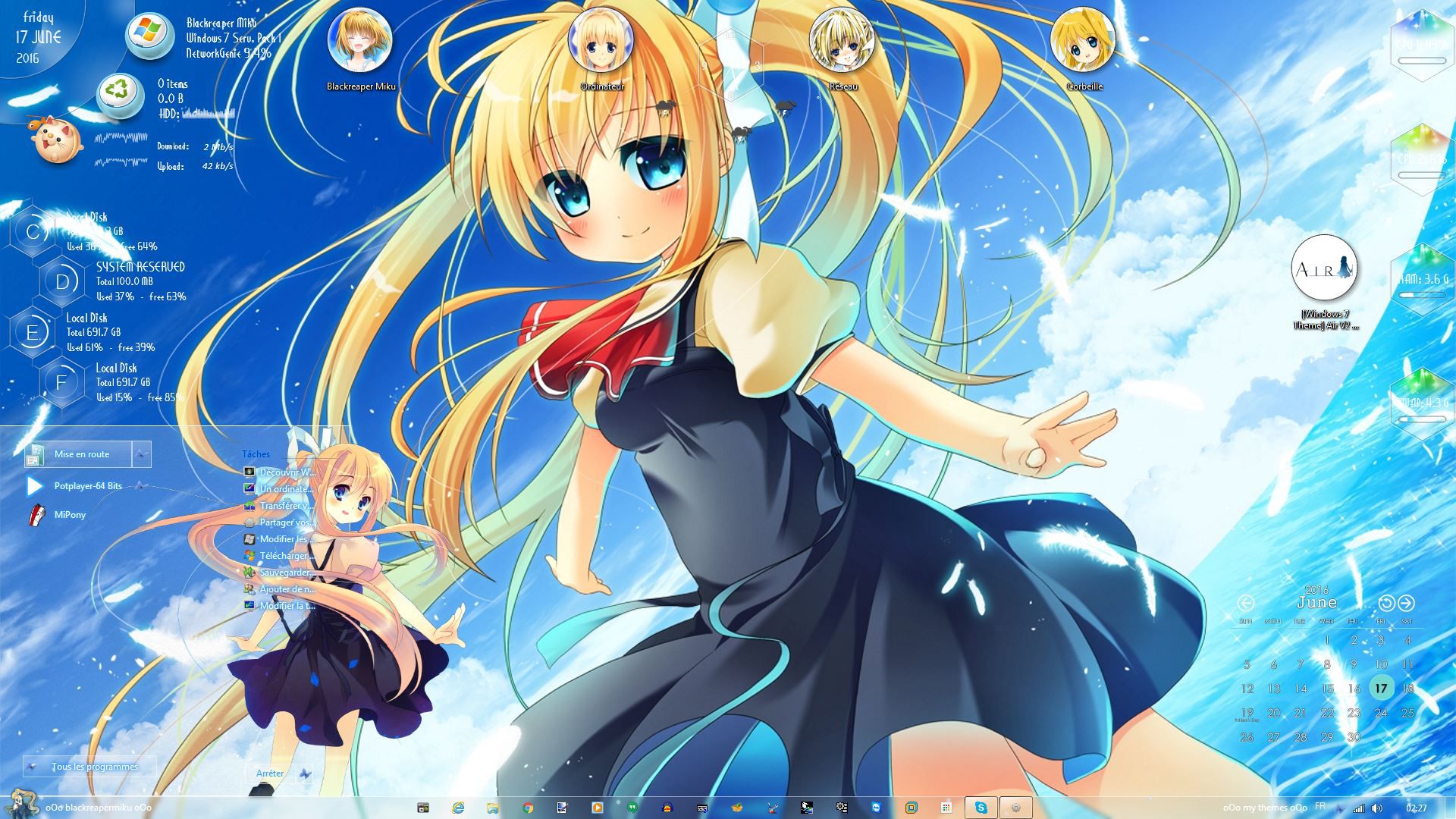 【win7主题】夏日的向日葵 AIR-神尾观铃 下载