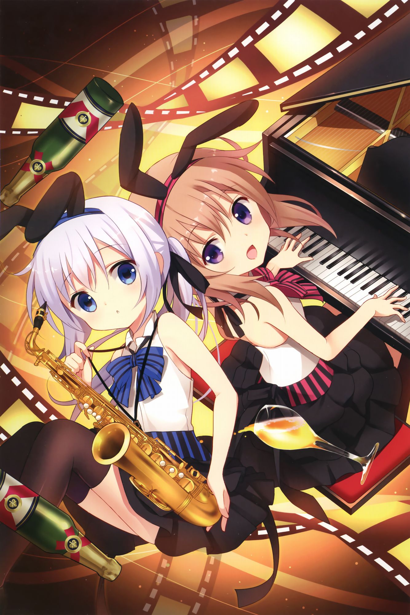 动漫少女 手机壁纸 乐器女孩