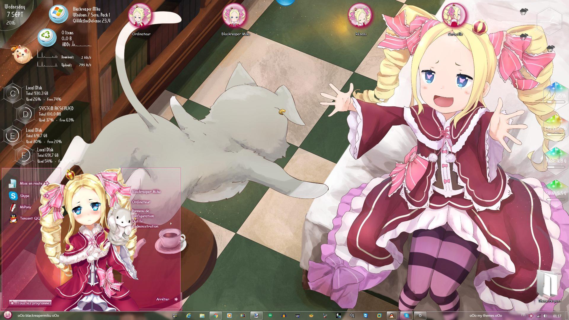 双卷马尾惹人妖精 碧翠丝 从零开始 win7主题