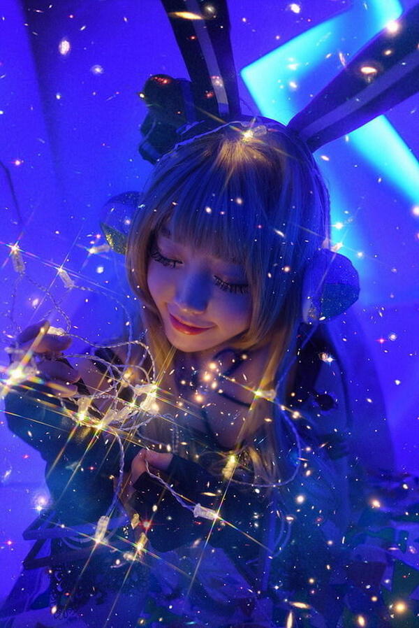 兔耳搭配蓬蓬裙 螺旋猫萌妹COS南小鸟