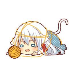 萌萌白发猫耳娘 Fluffy white ca 表情包