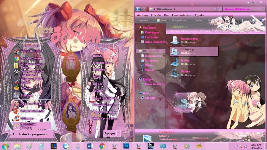 晓美焰与魔法少女小圆的激情 win7主题