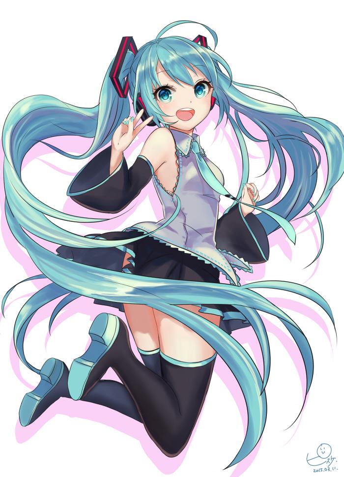 初音跳起时那迷之微笑高清手机壁纸(1)