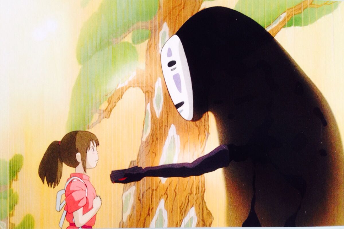 举伞等待着的无脸男萌化手机主题