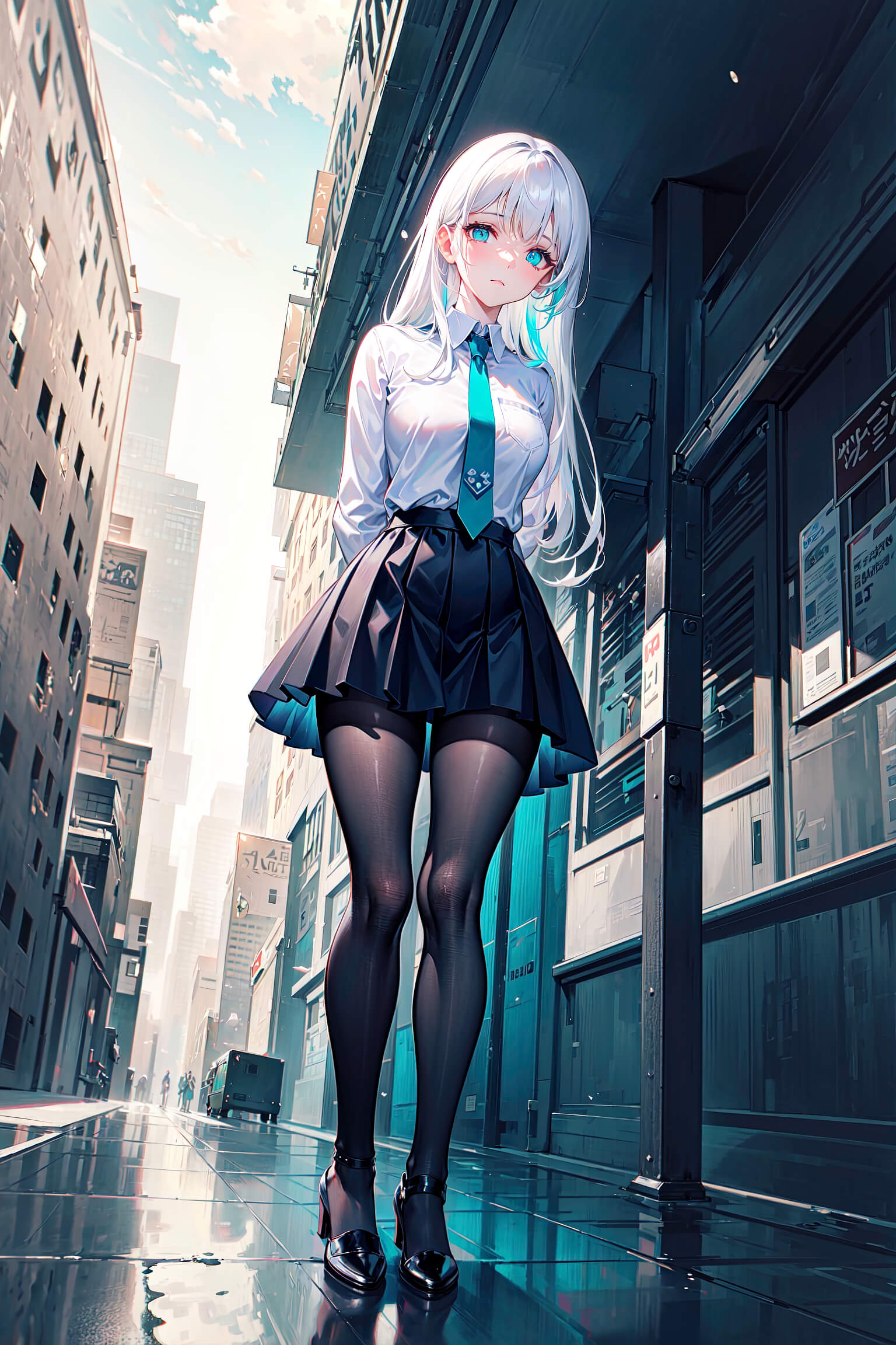 少女插画手机壁纸 动漫黑丝1080p