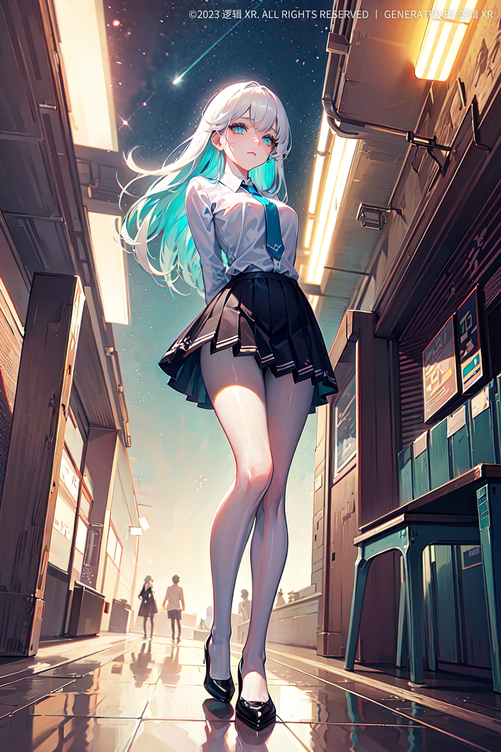 少女插画手机壁纸 动漫黑丝1080p