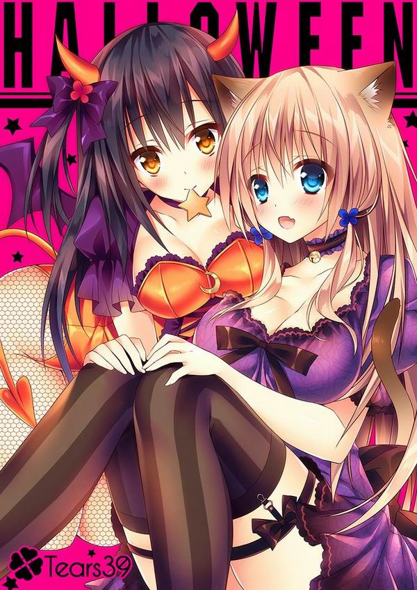 带着萌耳朵的少女 手机壁纸 可爱