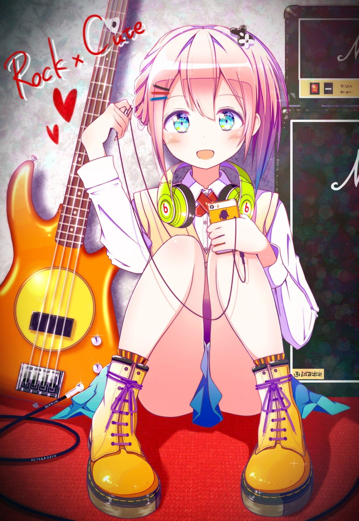吉他少女 手机壁纸 活力四射