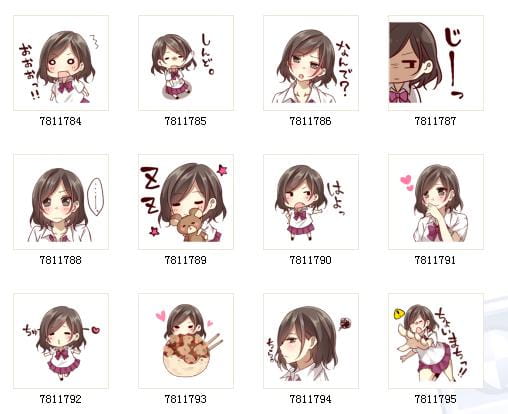 贴纸女孩关西 动漫QQ表情 可爱