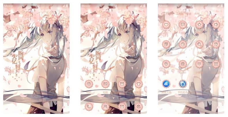 美丽动人樱花初音 手机主题