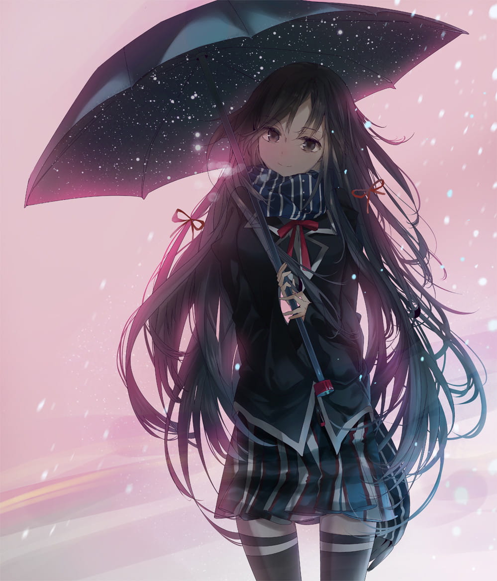 戴着围巾的花季少女 手机壁纸