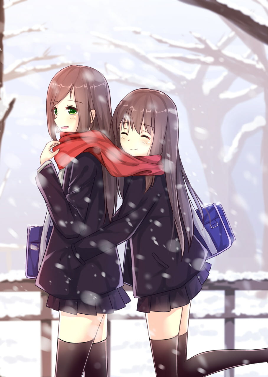 戴着围巾的花季少女 手机壁纸