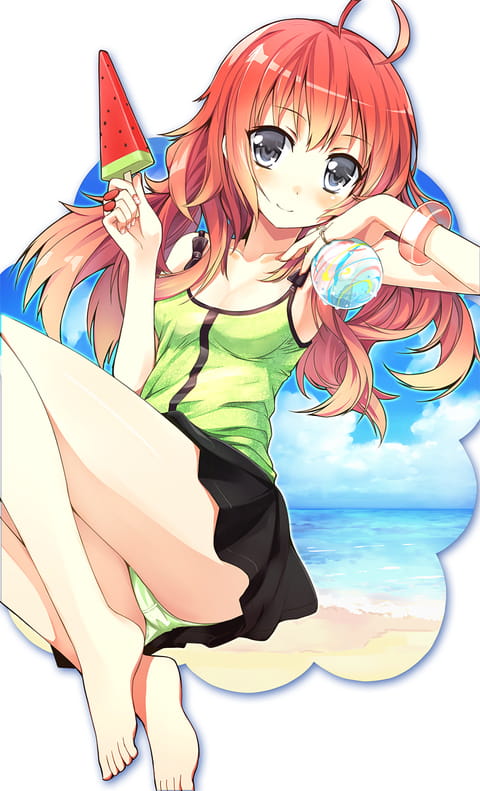 【手机壁纸】夏天一定要吃 西瓜冰棍和美少女更