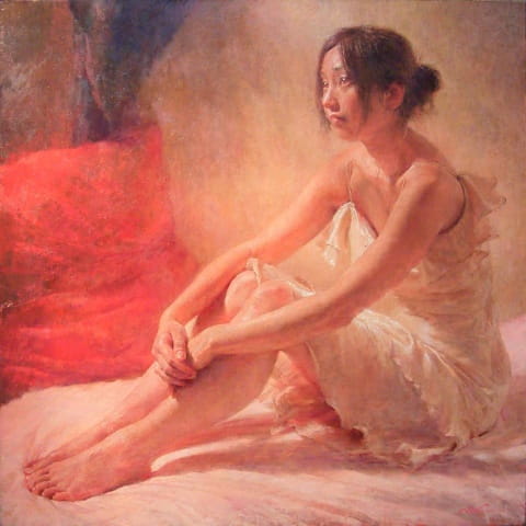 【手机壁纸】屁股着地，双腿并拢屈膝，双手抱