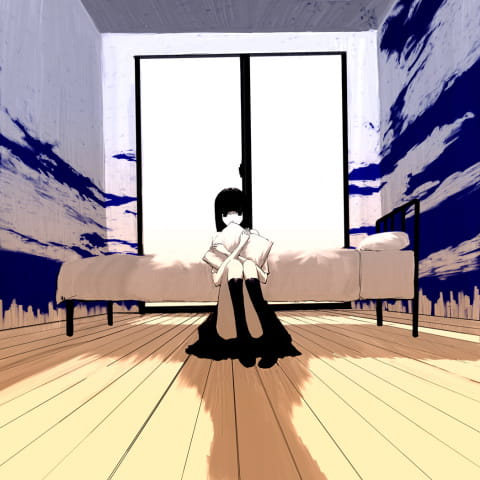 【手机壁纸】屁股着地，双腿并拢屈膝，双手抱