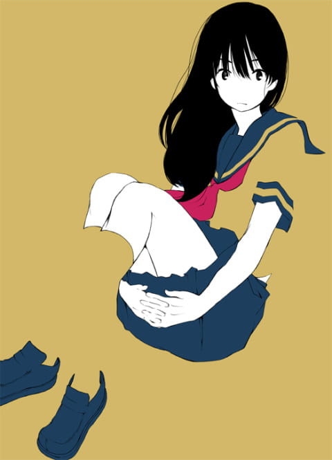 【手机壁纸】屁股着地，双腿并拢屈膝，双手抱