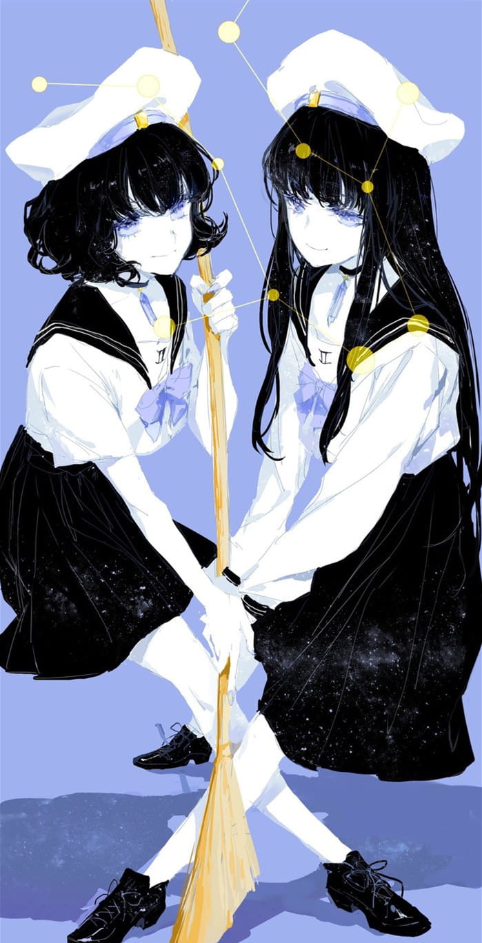 纯手绘！十二星座萌妹子壁纸