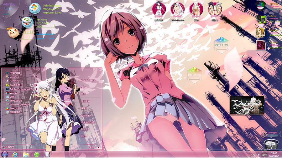 【win8】物语系列 黑白羽川翼 电脑主题