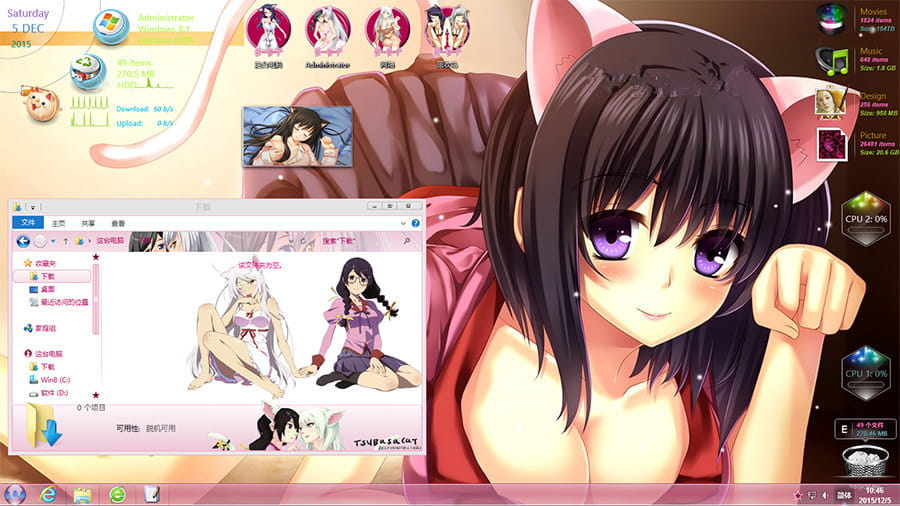 【win8】物语系列 黑白羽川翼 电脑主题