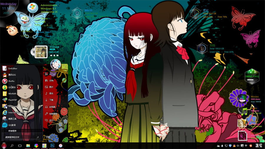 地狱少女 阎魔爱 win10 电脑桌面主题