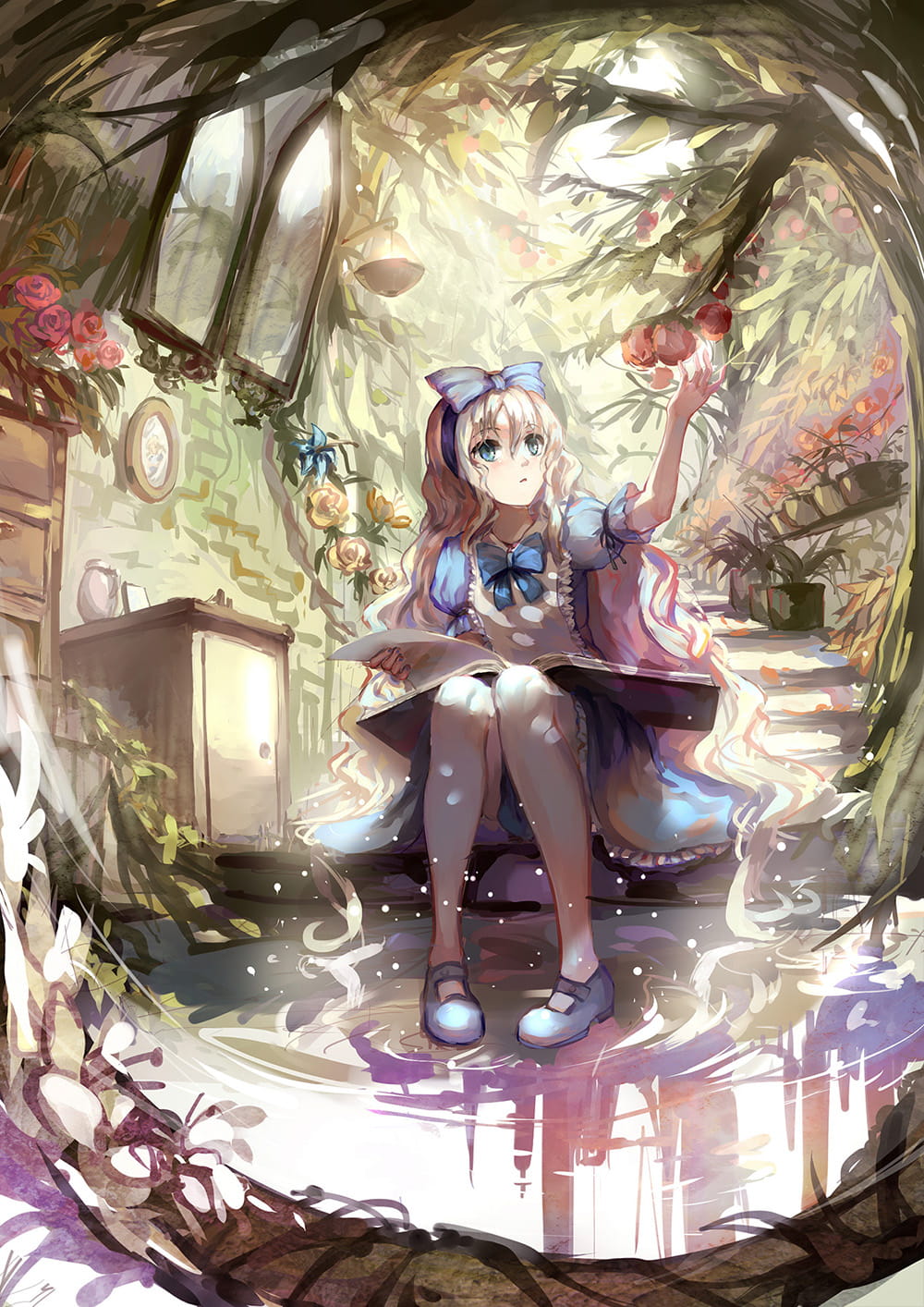 The girl or the book 手机壁纸