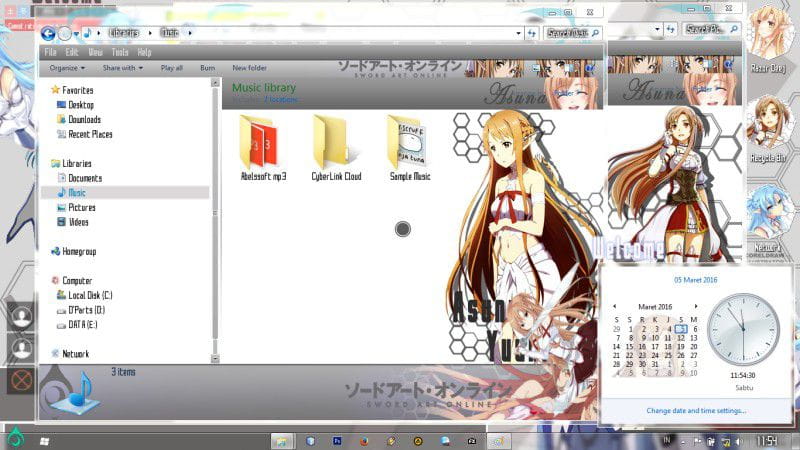 刀剑神域 结城明日奈 win7电脑主题下载