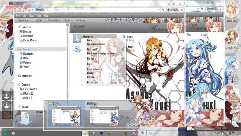 刀剑神域 结城明日奈 win7电脑主题下载