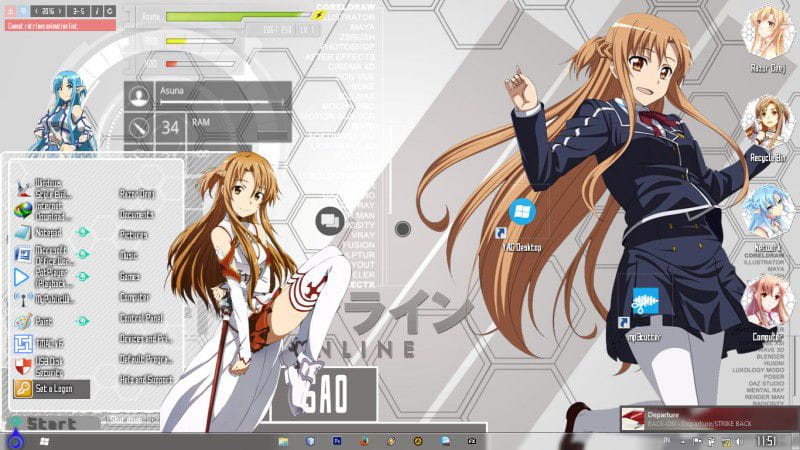 刀剑神域 结城明日奈 win7电脑主题下载