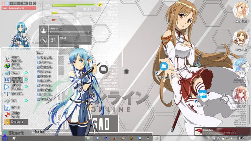 刀剑神域 结城明日奈 win7电脑主题下载