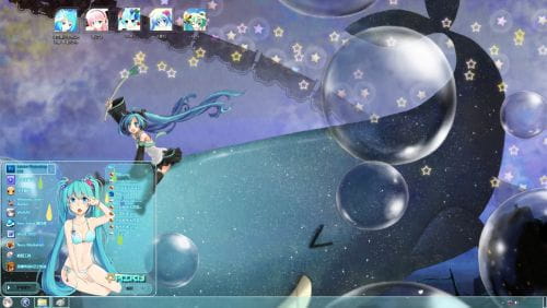 泳装公主殿下 初音未来 win7电脑主题下载