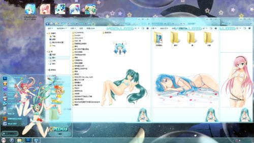 泳装公主殿下 初音未来 win7电脑主题下载