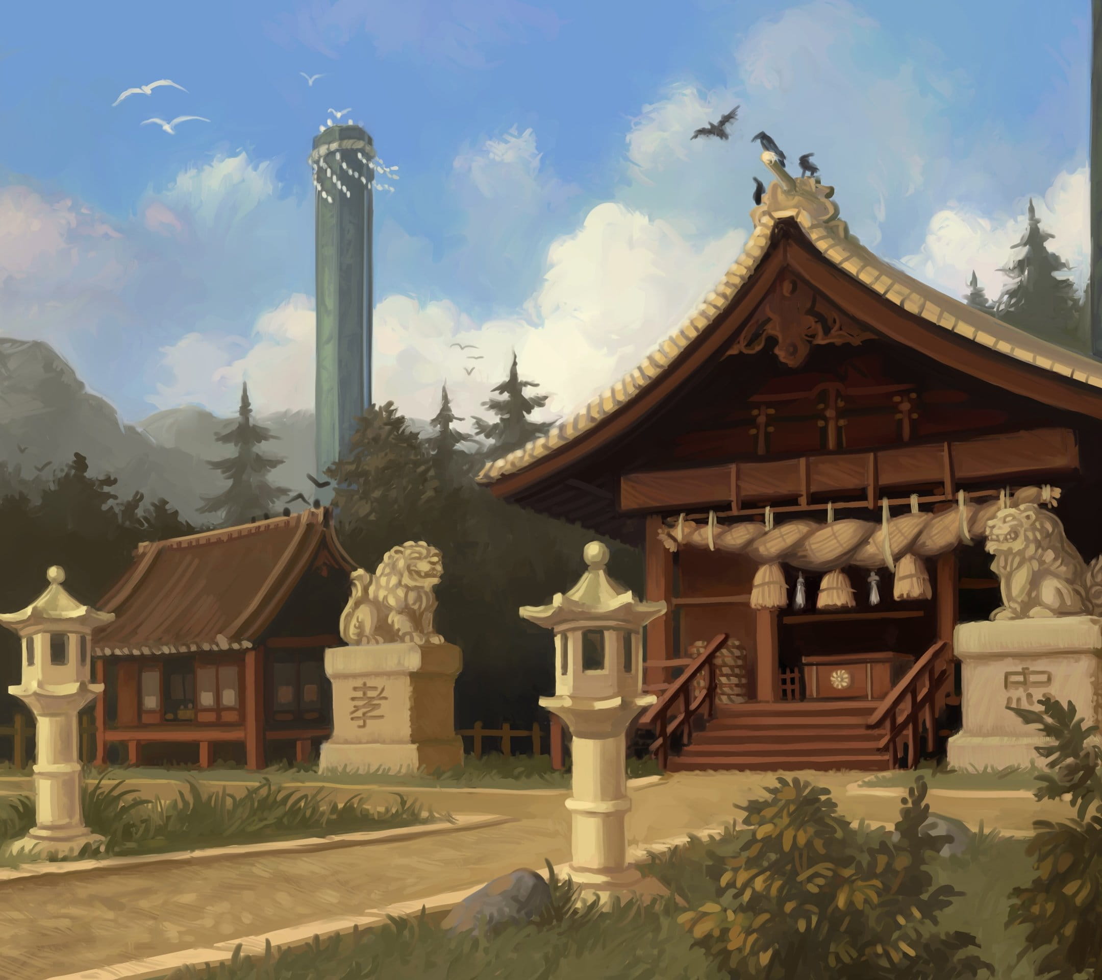 壁纸美作：夏日的神社