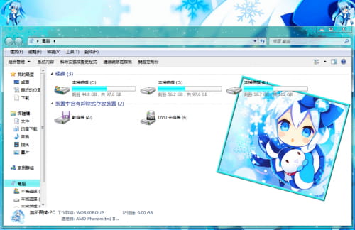 【Win7主题】miku Q版雪初音下载