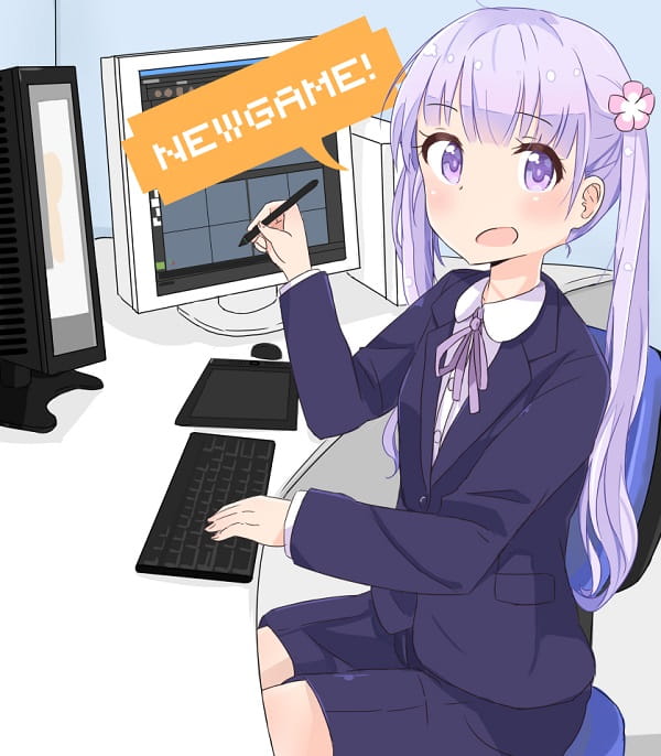 青涩萝莉双马尾《NEW GAME》凉风青叶手机壁纸