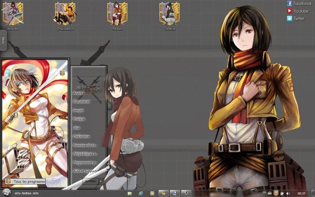 【win7主题】进击的八块腹肌 三笠·阿克曼 下载