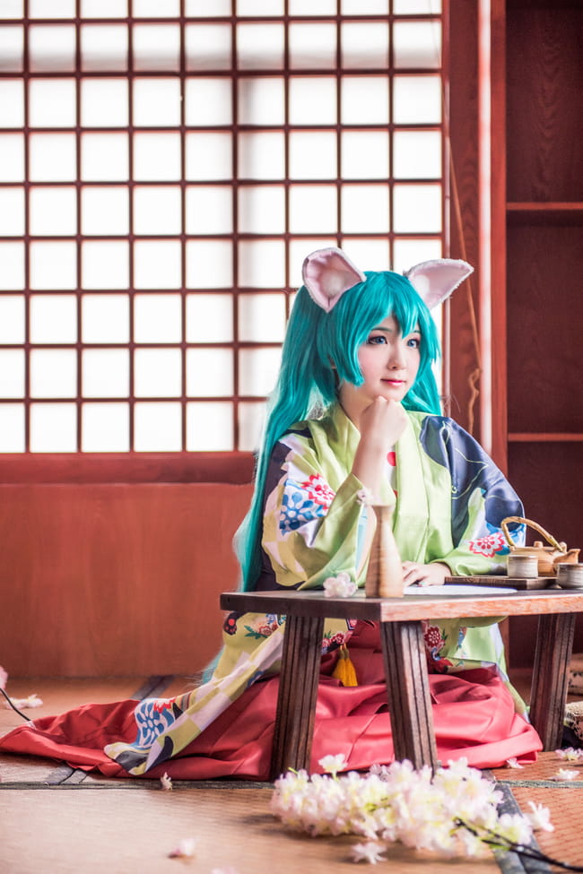 初音未来 动物学院cos 一只懒散的猫咪