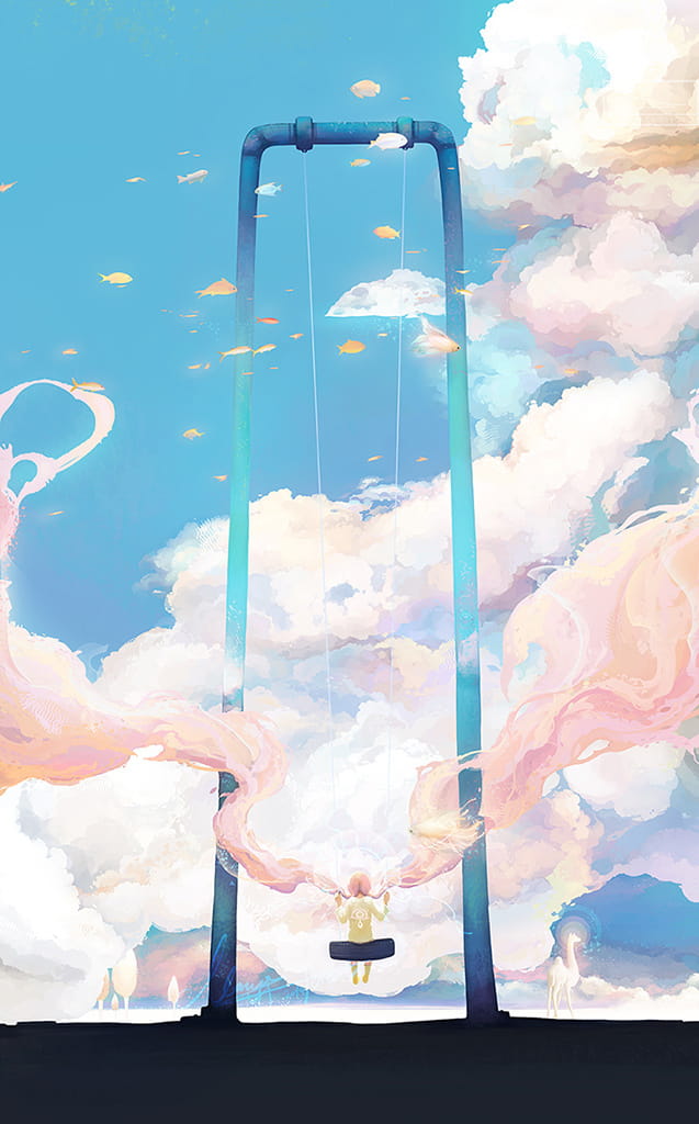 空景插画 手机壁纸美图 天空下的守望