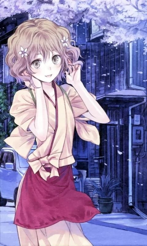 花开伊吕波 天然卷短发少女 松前绪花手机壁纸