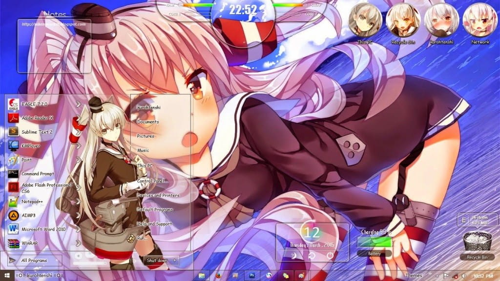 超可爱吊带舰娘 天津风 win8主题