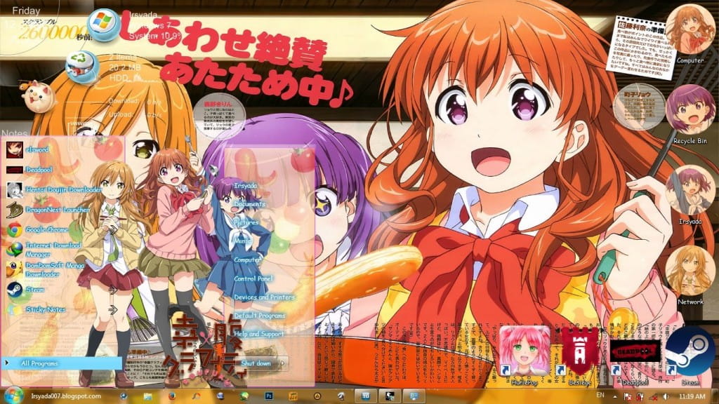 百合美食 幸腹涂鸦 win7主题