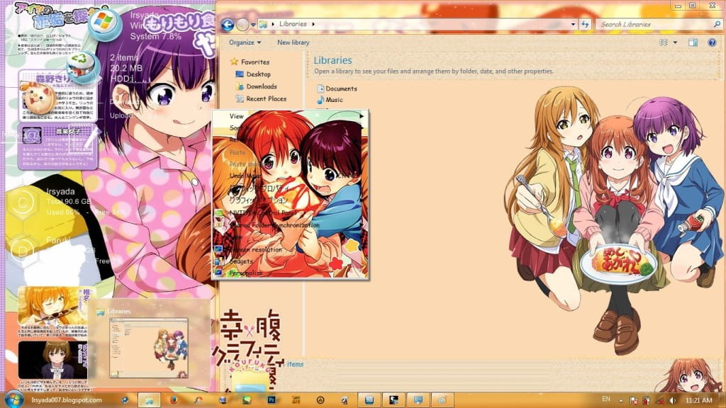 百合美食 幸腹涂鸦 win7主题