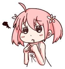 动漫表情包 可爱粉色桃皮少女