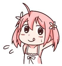 动漫表情包 可爱粉色桃皮少女